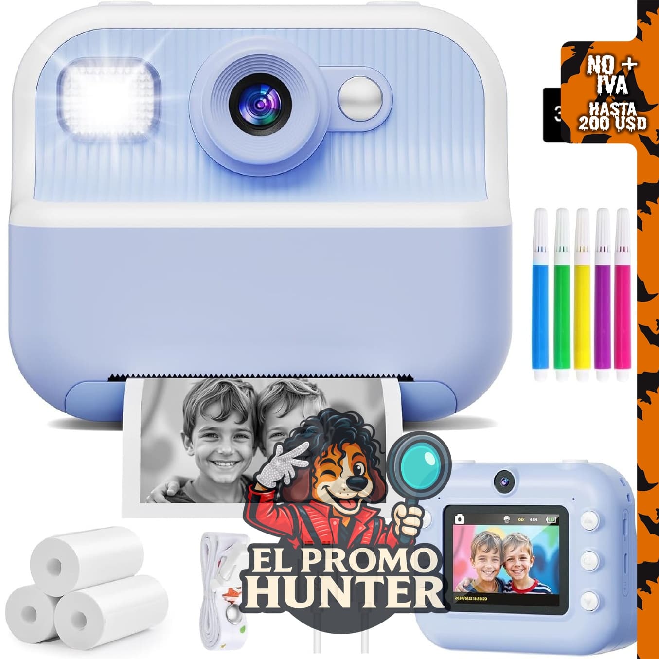 Cámara Instantánea con doble lente para selfies y grabación de video en 1080P, diseñada para niños de 3 a 12 años.