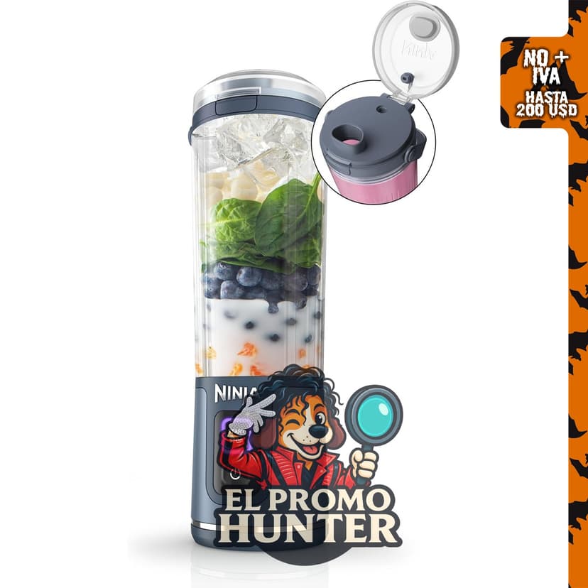 Ninja BC151NV Blast Licuadora Portátil, inalámbrica, con recipiente de 18 oz, recargable por USB-C.