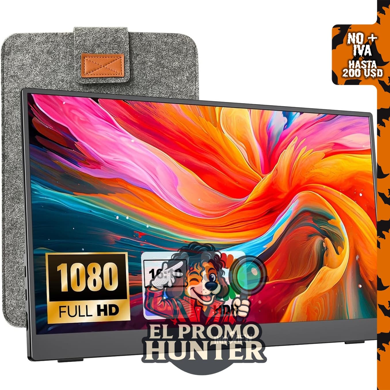 Monitor portátil InnoView de 15.6" (39.6 cm) FHD 1080P con conexión USB-C y soporte ajustable.