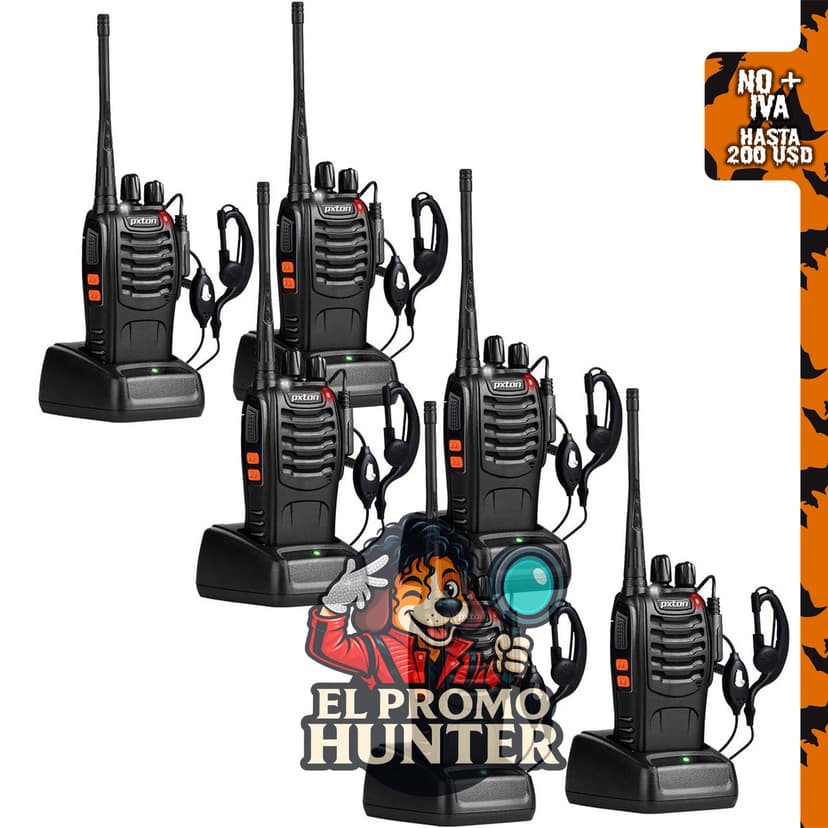 Pxton radios bidireccionales de largo alcance, walkie talkies recargables de 16 canales con linterna.