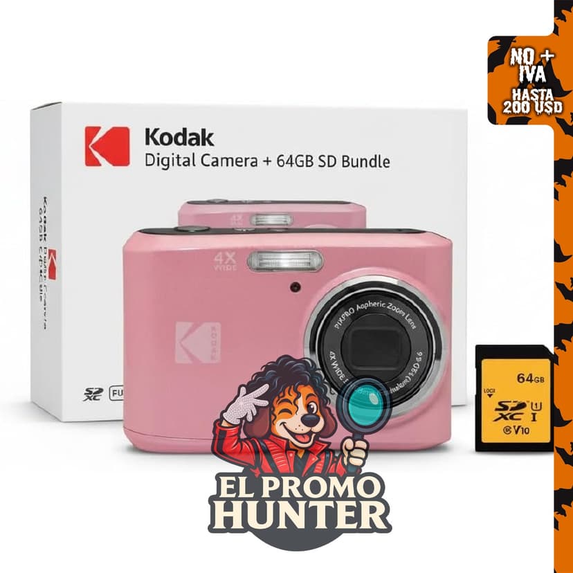 Kodak PIXPRO FZ45 Friendly Zoom - Cámara digital de 16 MP en color rosa pastel.