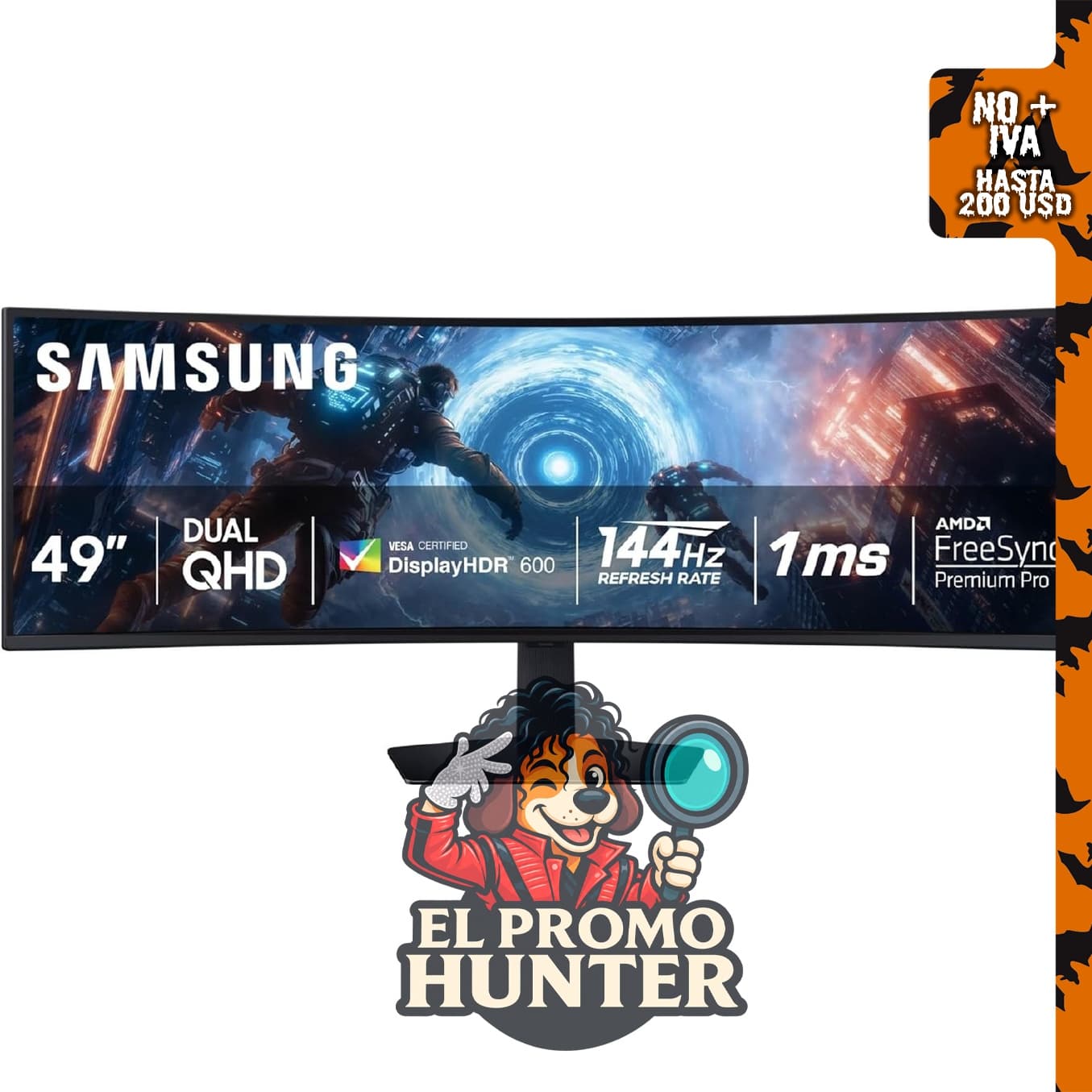 SAMSUNG Odyssey G9 (G91F) DQHD, monitor curvo de 49" (124,5 cm), 144Hz, pantalla ultra ancha 32:9, DisplayHDR 600.