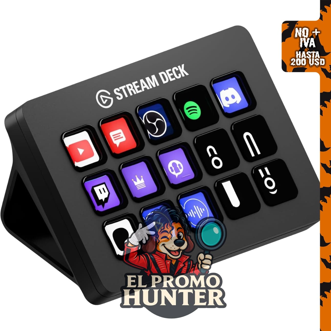 Elgato Stream Deck MK.2, controlador de estudio con 15 teclas macro para activar acciones en software.