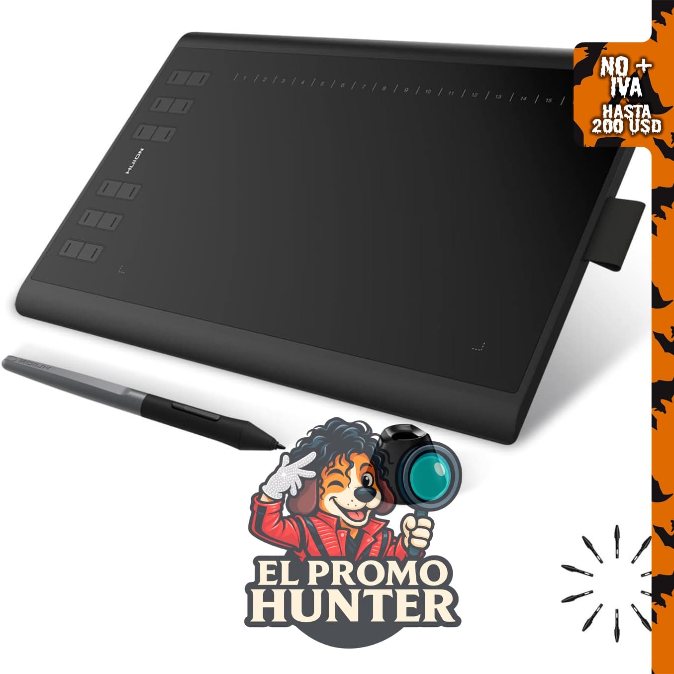 HUION Inspiroy H1060P, tableta de dibujo gráfico de 10 x 6.25 pulgadas (25.4 x 15.9 cm) con sensibilidad a la presión de 8192.
