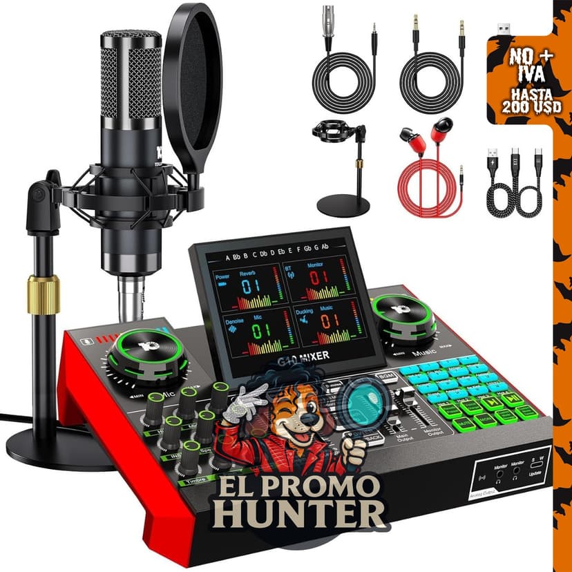 TENLAMP G10 Creator Audio Mixer Bundle con micrófono para streaming.