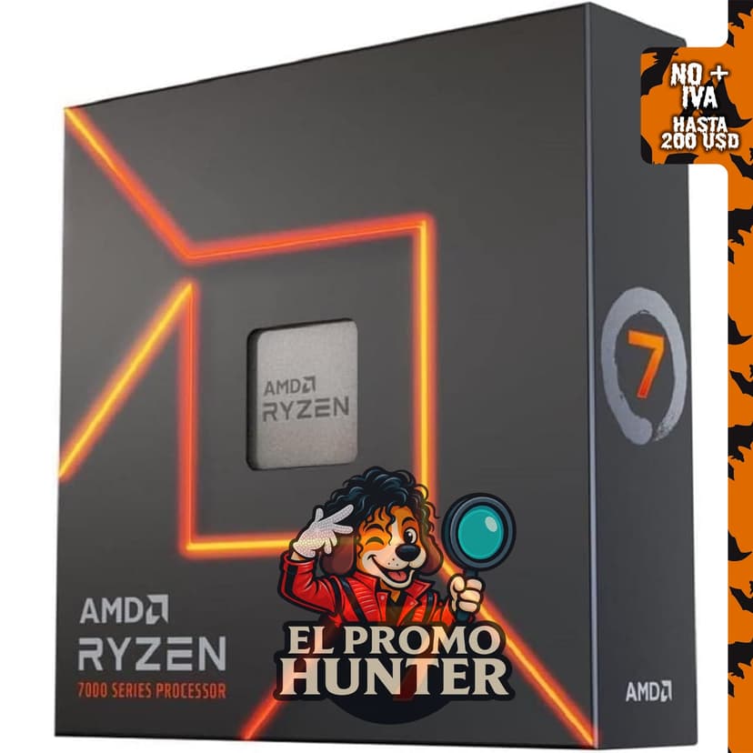 Procesador AMD Ryzen 7 7700X, 8 núcleos y 16 hilos, desbloqueado.