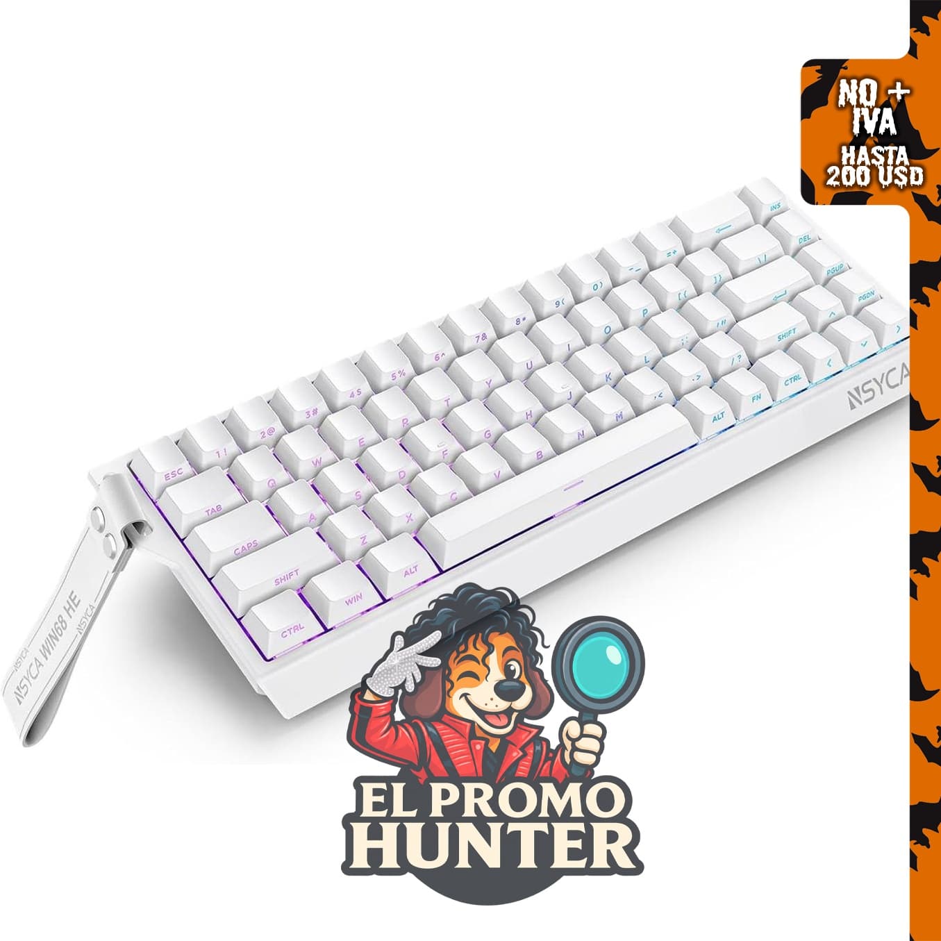 WIN68 HE Teclado magnético para juegos con efecto Hall, frecuencia de sondeo de 8000 Hz y teclas RGB PBT.