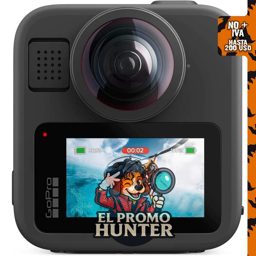 GoPro MAX2, cámara de acción impermeable 360° con pantalla táctil, video 8K y fotos 360 de 29 MP.