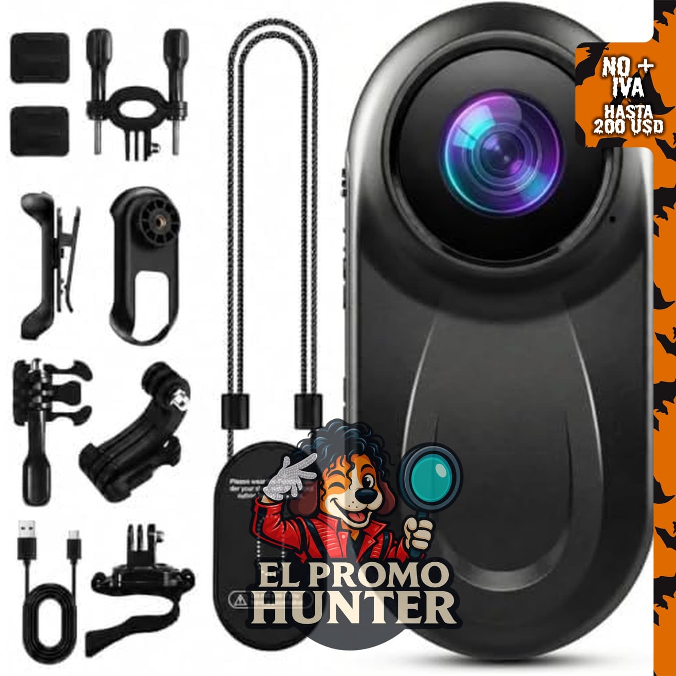 Mini cámara corporal 1080P, 512G, portátil con clip magnético y grabación manos libres.