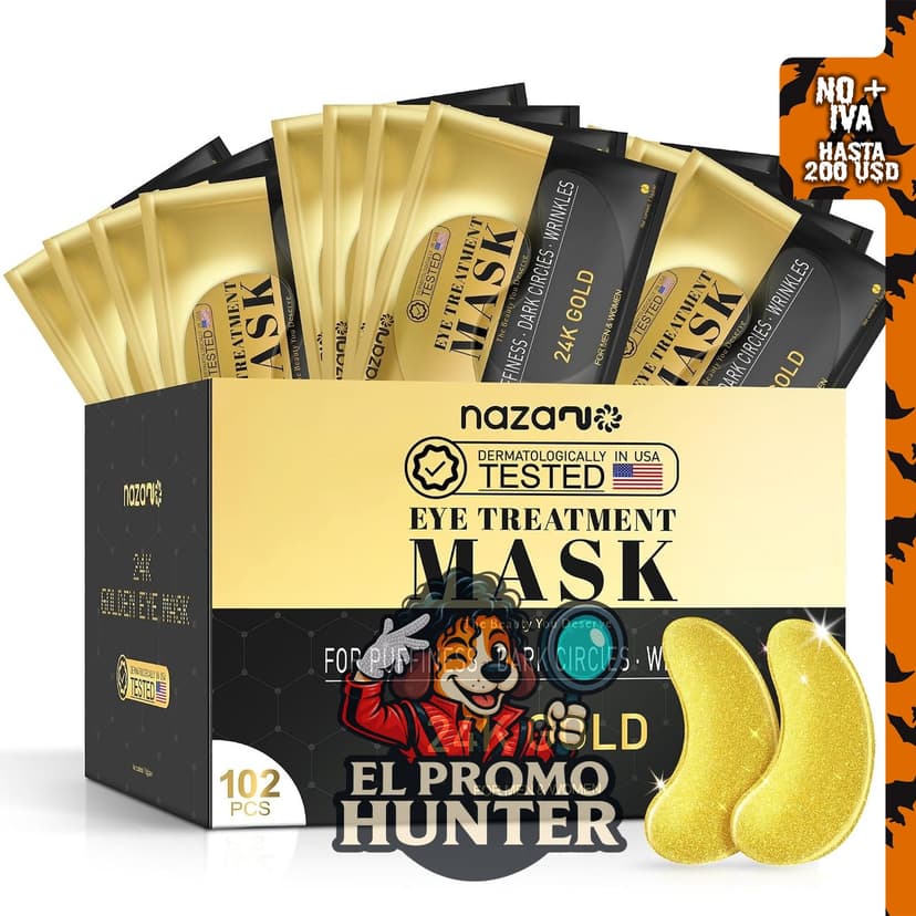 NAZANO 102 Pcs Parches para Ojos de Oro de 24K.