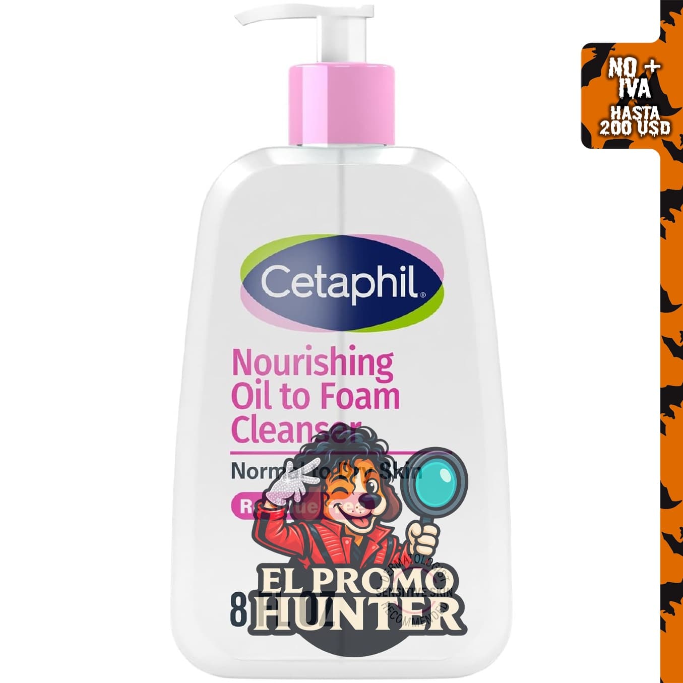 Cetaphil Aceite nutritivo para espuma limpiador facial, 8 oz (227 g) para piel seca.