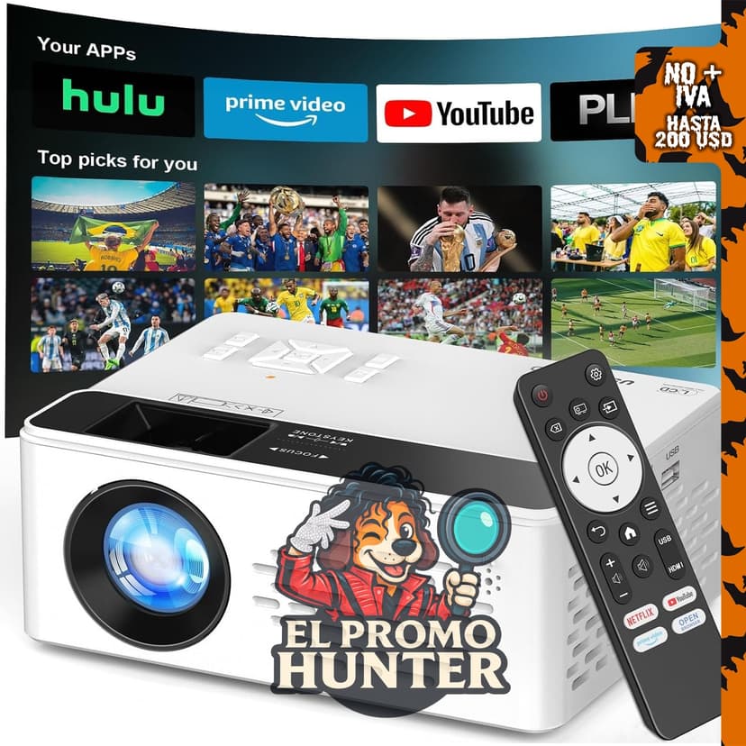 TMY Proyector inteligente nativo 1080P, compatible con Netflix y Prime Video.