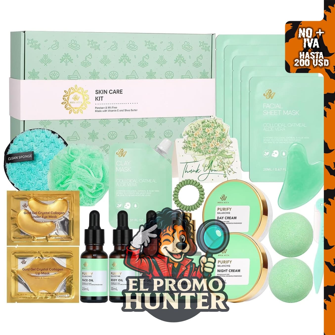 Kit de cuidado facial de árbol de té con 23 piezas para baño y cuerpo.