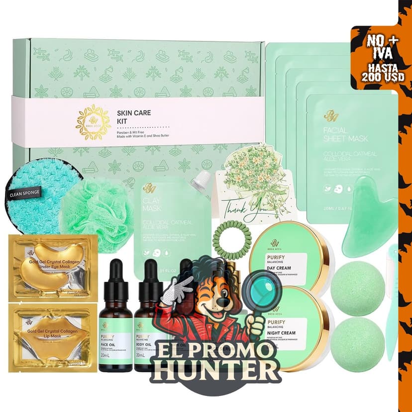 Kit de cuidado facial de árbol de té con 23 piezas para baño y cuerpo.