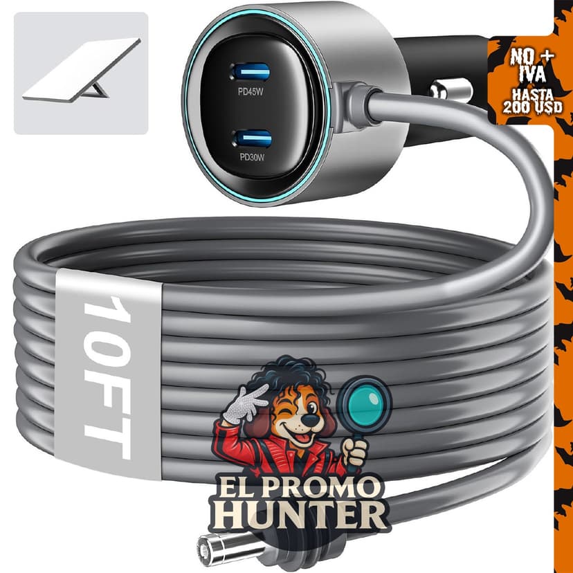 Adaptador de coche para Starlink Mini, cable impermeable de 3 m, 12 V-24 V, PD dual 45 W + USB-A 30 W.