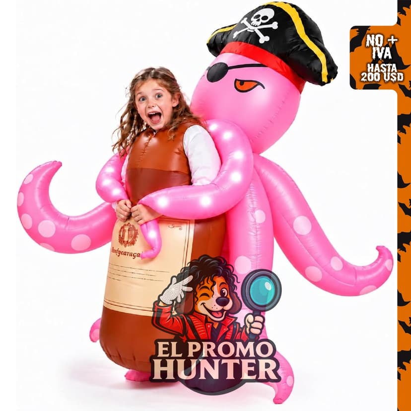 Disfraz inflable de pulpo para niños, disfraz de pirata iluminado.