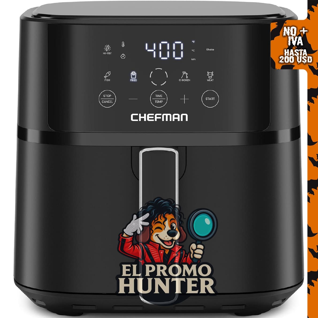 Chefman Freidora de aire de 6 QT, compacta, con tecnología Hi-Fry y controles táctiles.