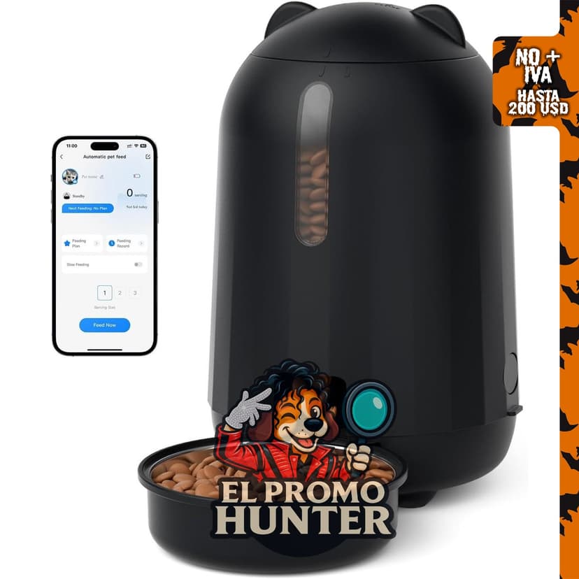 Dispensador automático de comida para gatos PAPIFEED, 3L, con conexión WiFi y aplicación.