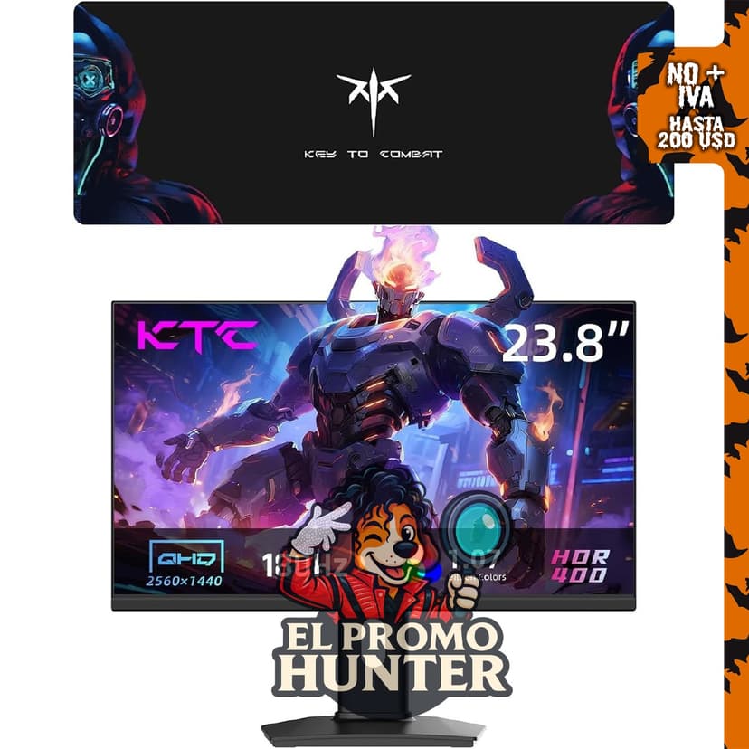 Monitor KTC de 24" (61 cm) 2K con frecuencia de 180Hz y alfombrilla de mouse grande.