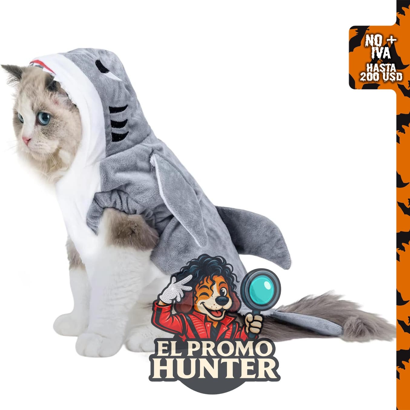 Disfraz de tiburón para mascotas, capucha para gatos y ropa cálida para perros y gatos pequeños, medianos y grandes.
