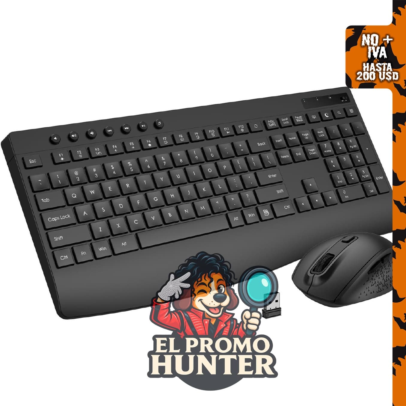 Combo de teclado y mouse inalámbricos silenciosos de tamaño completo.