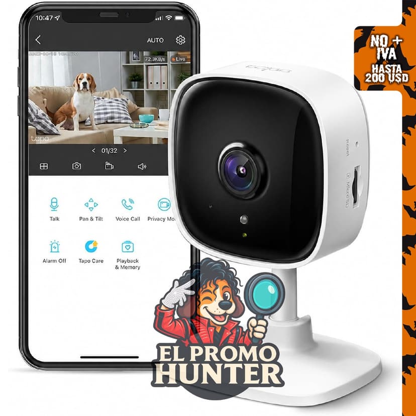 Tapo C100 Cámara de Seguridad Interior 1080P, monitor para bebés y mascotas, cableada.