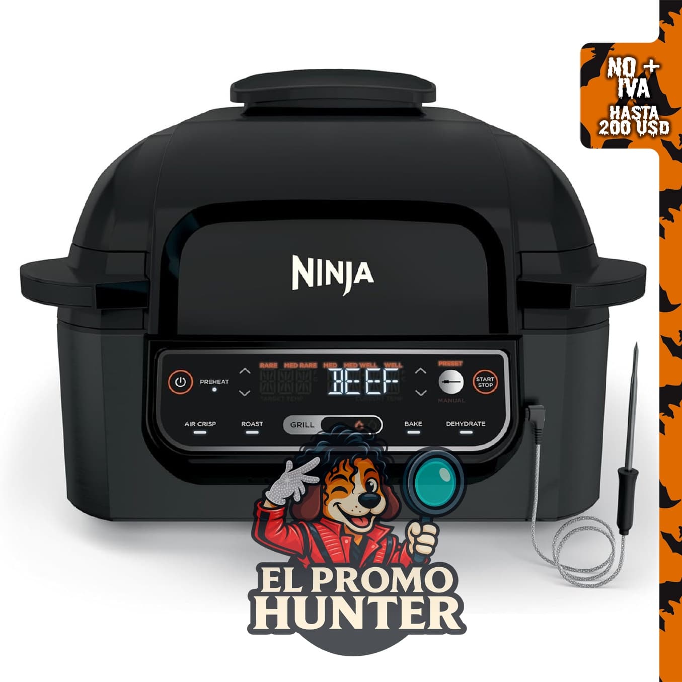 Ninja® Foodi® Smart - Parrilla interior 5 en 1 y freidora de aire de 4.