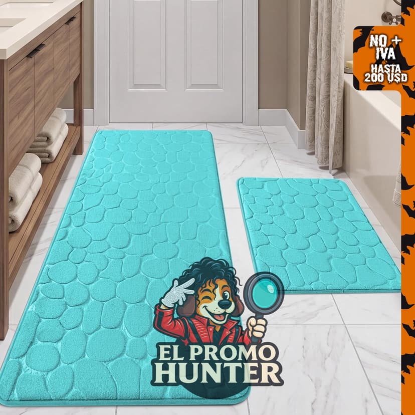 Juego de 2 tapetes de baño YIHOUSE de espuma viscoelástica, antideslizantes y absorbentes de agua.