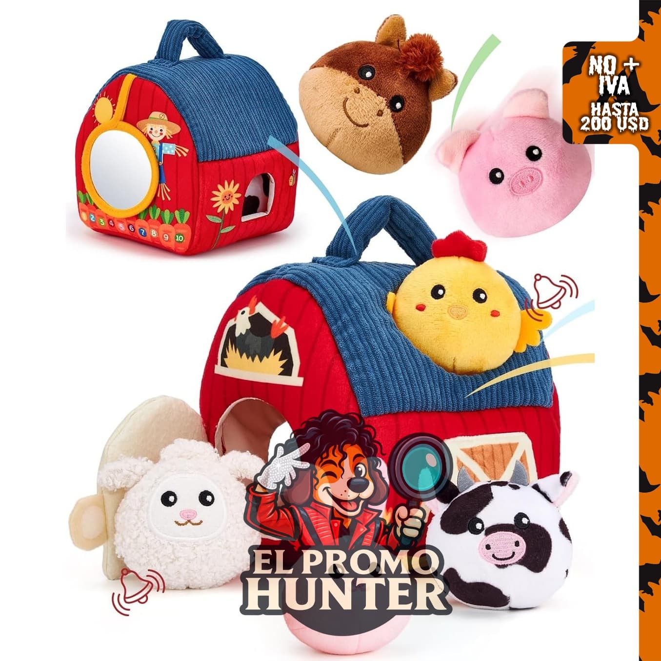 Hahaland peluche sorpresa de animales para bebés de 6 a 12 meses.