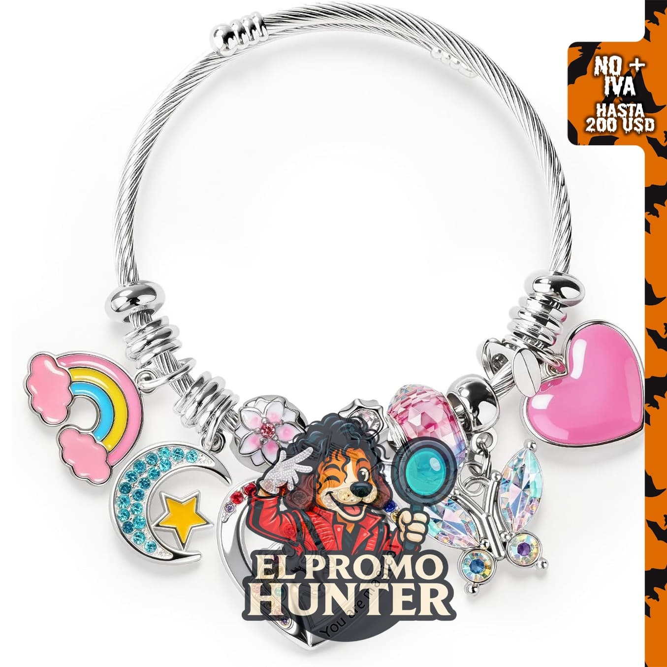 Pulsera Cats Eye K-pop con seis charms únicos para mujeres.