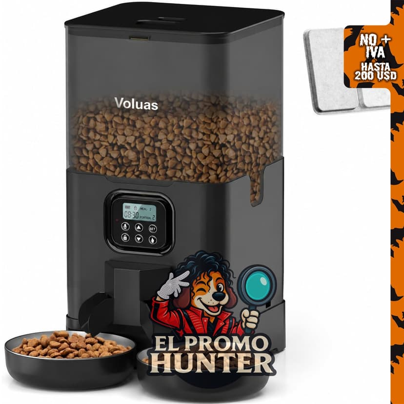 VOLUAS Comedero automático para gatos, diseñado para alimentar hasta dos gatos.