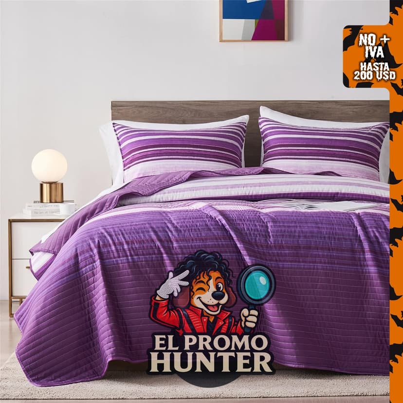 KAKIJUMN Juego de ropa de cama de edredón a rayas, tamaño matrimonial/queen.