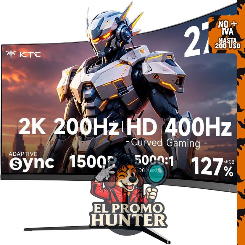 KTC H27S5 Monitor curvo de 27" (68.58 cm) QHD 2K, 200Hz / HD 400Hz, modo dual.