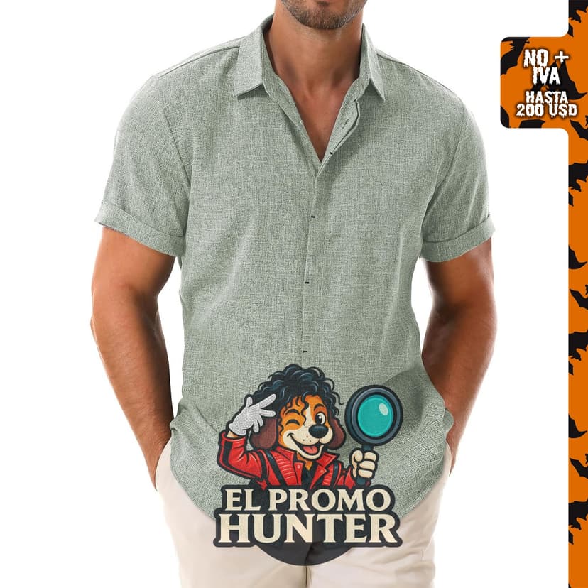 Camisa de playa casual para hombre, con botones y manga corta.
