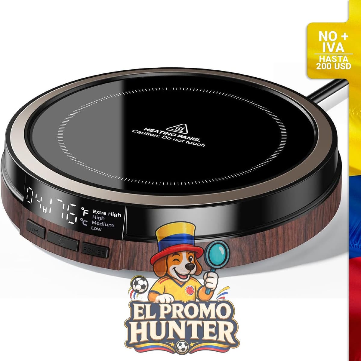 Calentador de tazas de 50 W con temporizador.