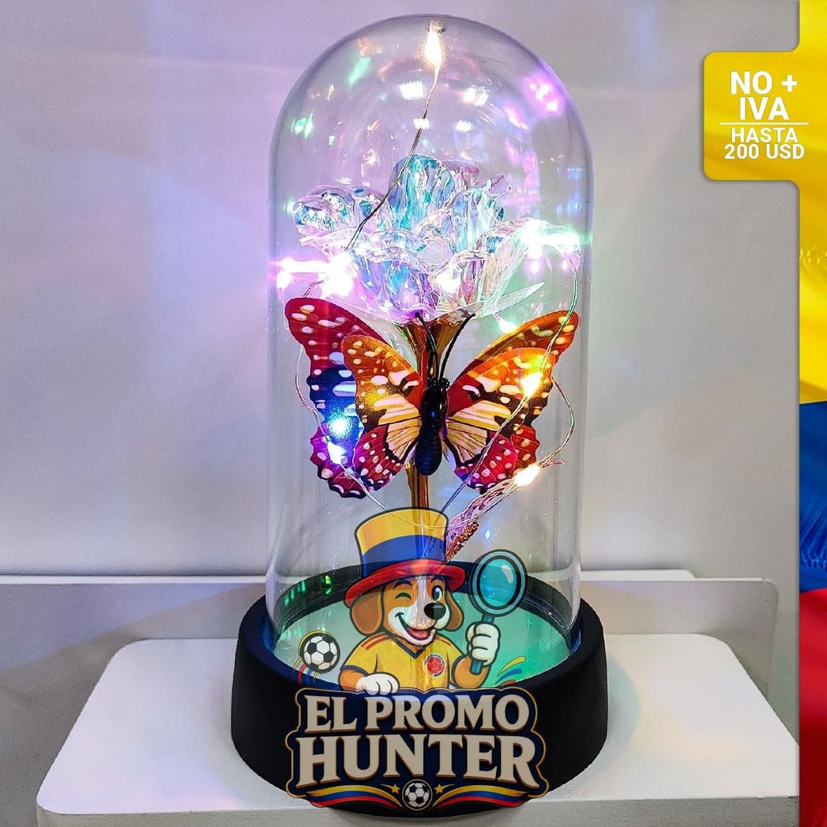 Rosa Eterna LED en cúpula de cristal, marca BAOXUE.