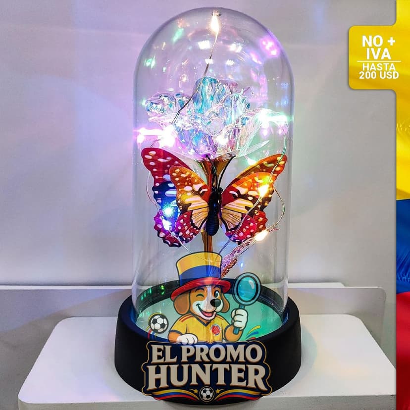 Rosa Eterna LED en cúpula de cristal, marca BAOXUE.