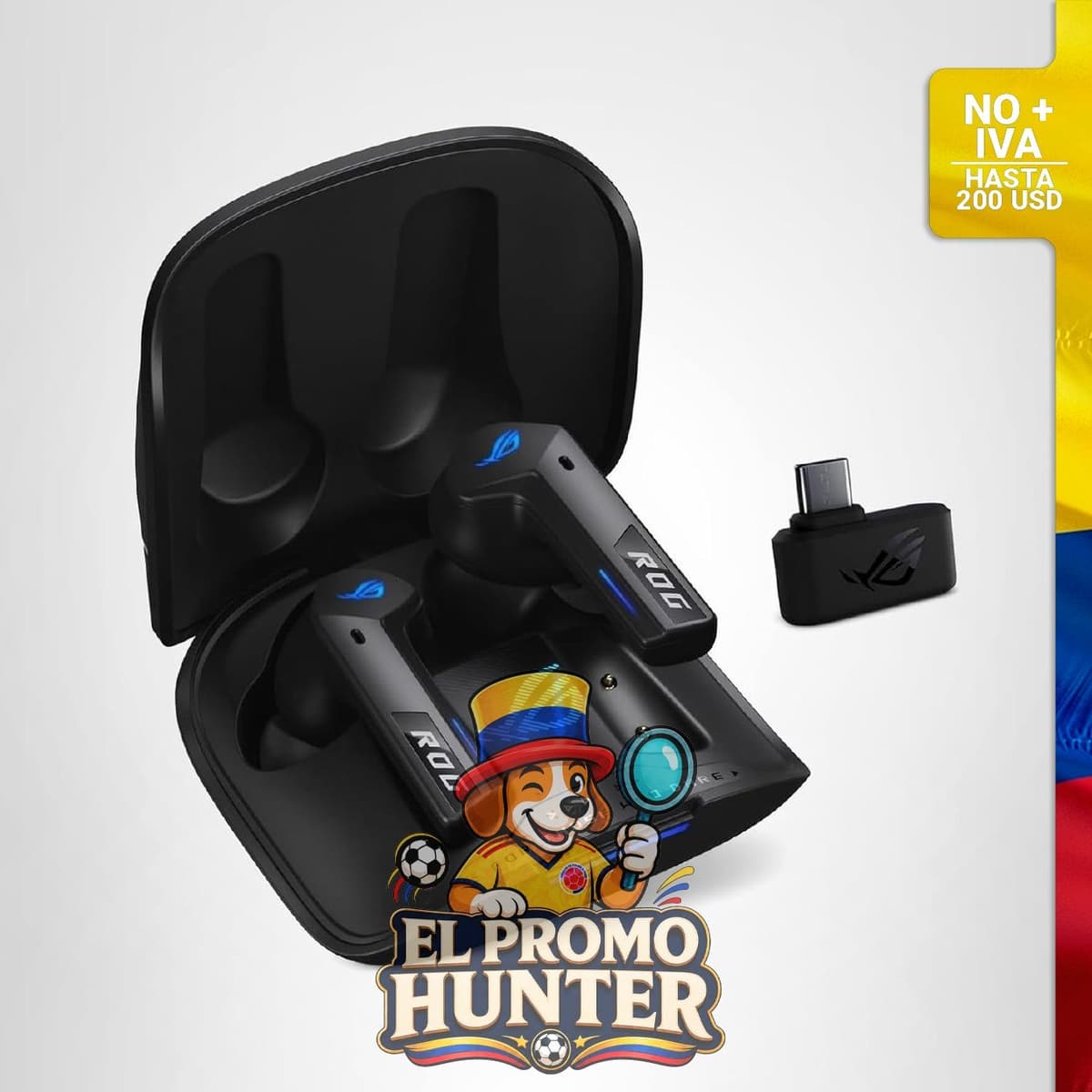 ASUS ROG Cetra True Wireless SpeedNova Gaming Earbuds con modo dual (Bluetooth, 2.4GHz), micrófono de conducción ósea y ANC adaptativo.