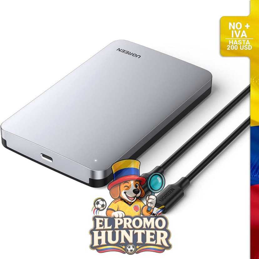 Caja de disco duro USB C para SSD/HDD SATA de 2.5", adaptador de aluminio USB C a SATA, soporte UASP USB 3.1 Gen 2.