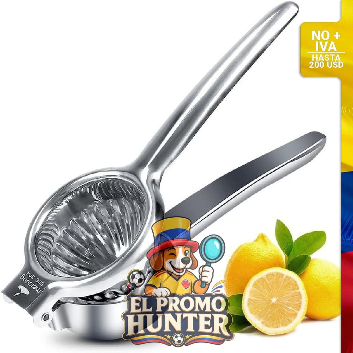 Exprimidor manual de cítricos meidong, fabricado en acero inoxidable 304, adecuado para limón y limas.