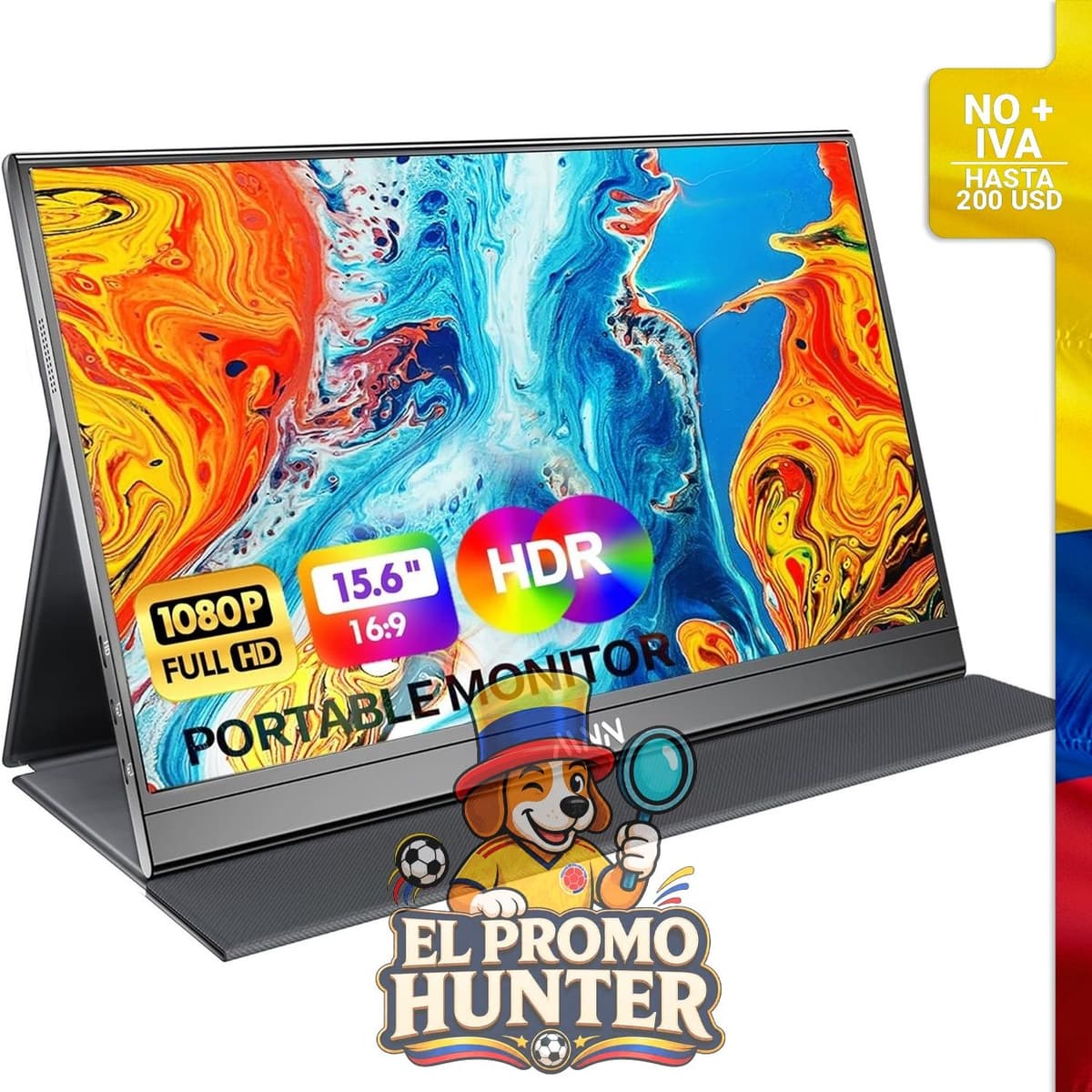 Monitor portátil de 15.6" (39.6 cm) con resolución Full HD y conexión USB-C.