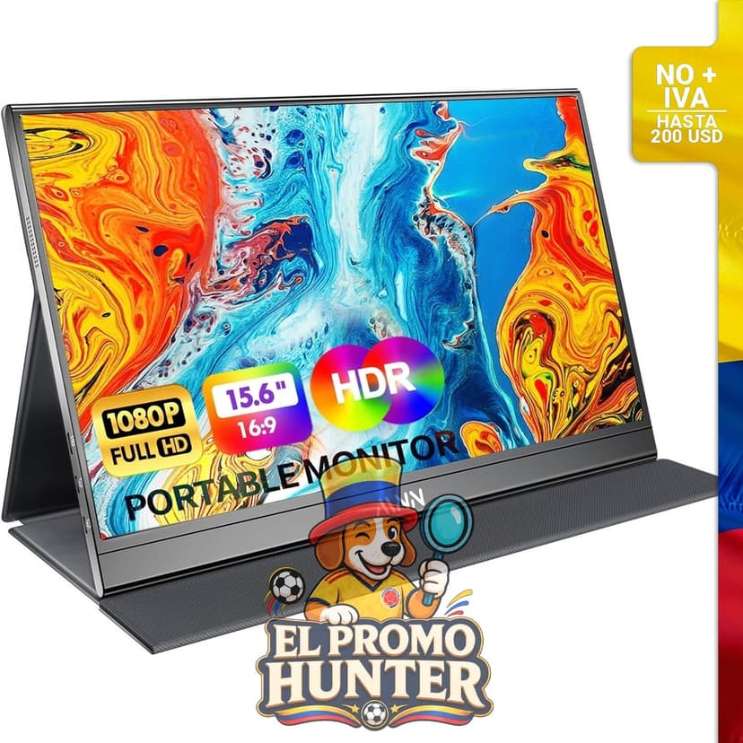 Monitor portátil de 15.6" (39.6 cm) con resolución Full HD y conexión USB-C.