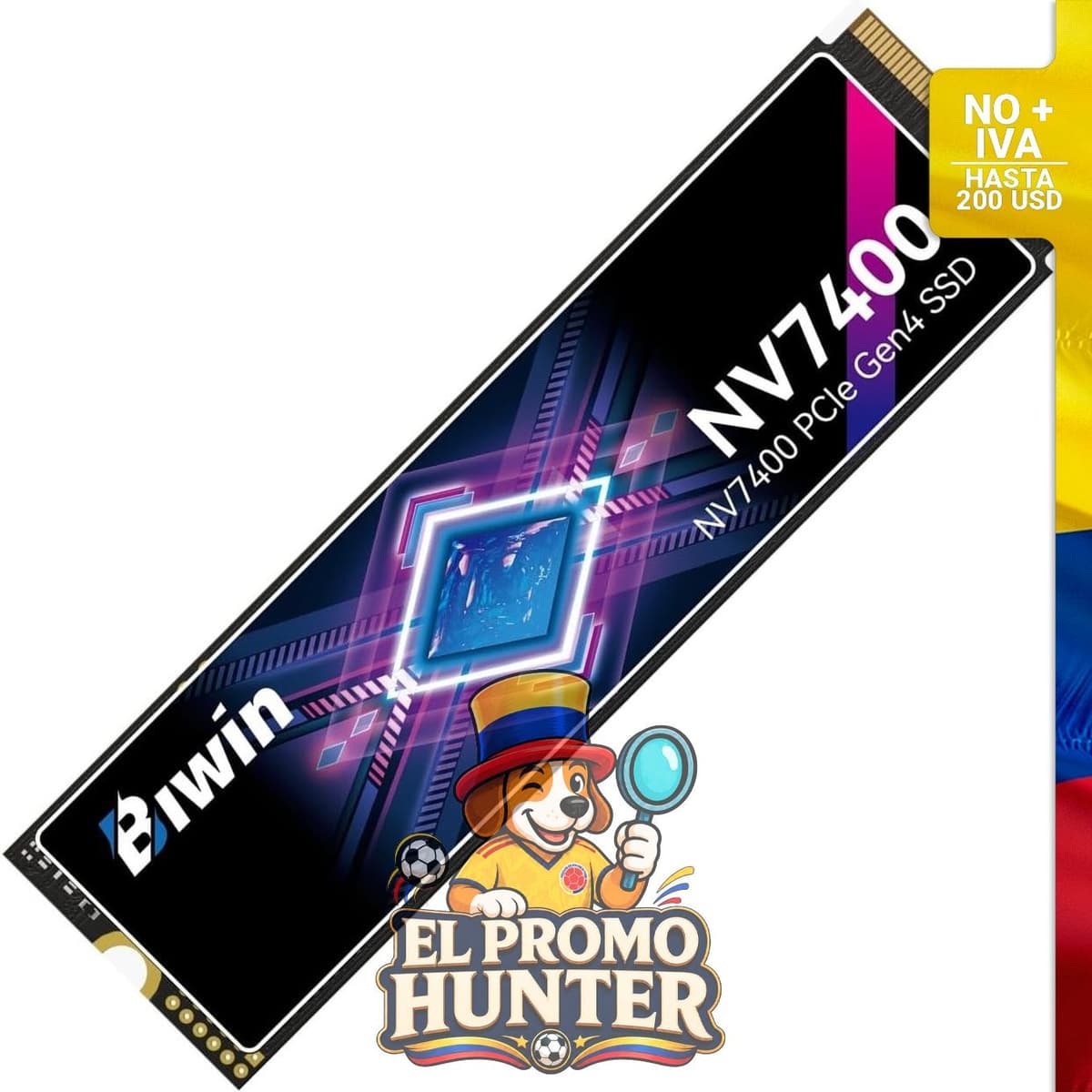 BIWIN Black Opal NV7400 SSD Gen4x4 de 1 TB, NVMe M.2 2280 PCIe 4.0, velocidad de lectura de hasta 7450 MB/s.