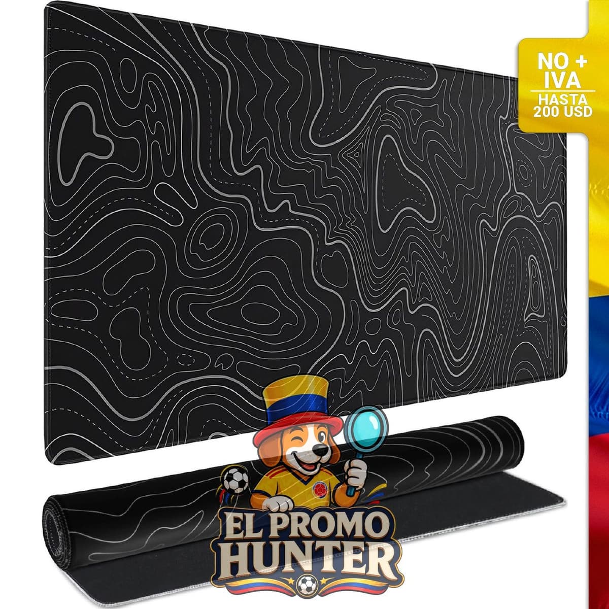 Alfombrilla de mouse grande impermeable de 31.5 x 15.7 in (80 x 40 cm) con bordes cosidos y base de goma antideslizante.