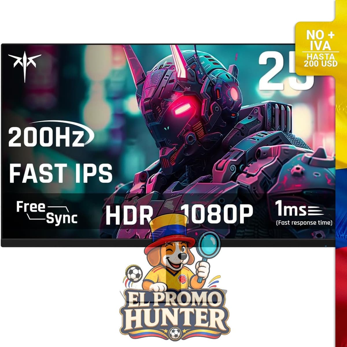 Monitor KTC de 24.5" (62.23 cm) FHD 1080P, 180Hz (hasta 200Hz), IPS, HDR10, con puertos HDMI x2 y DP.