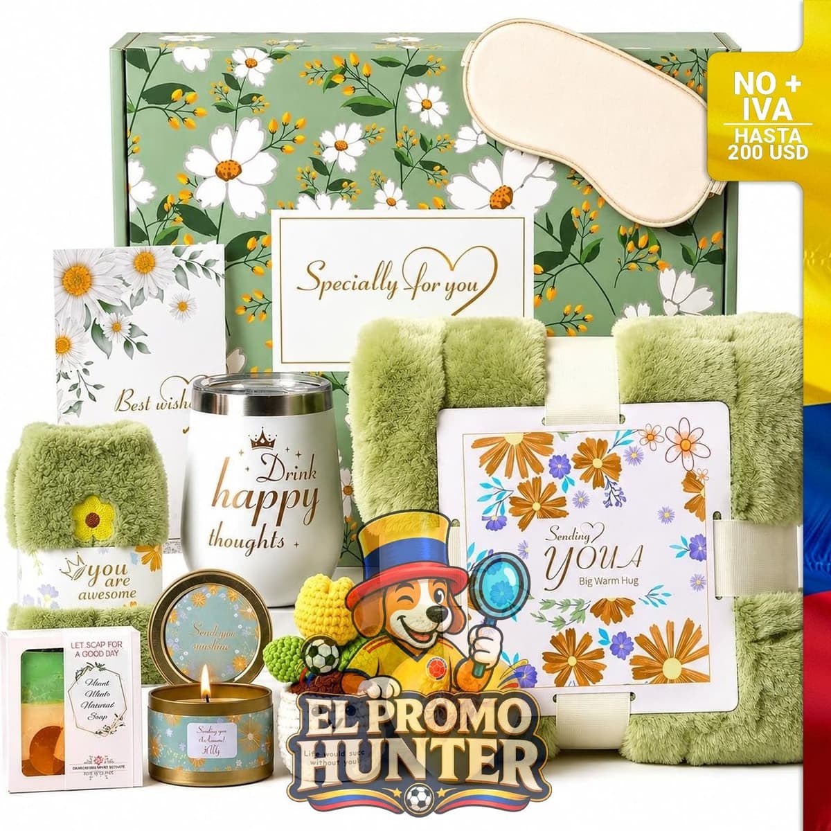 Cesta de regalo de spa de 12 piezas para mujer, incluye productos de cuidado personal.