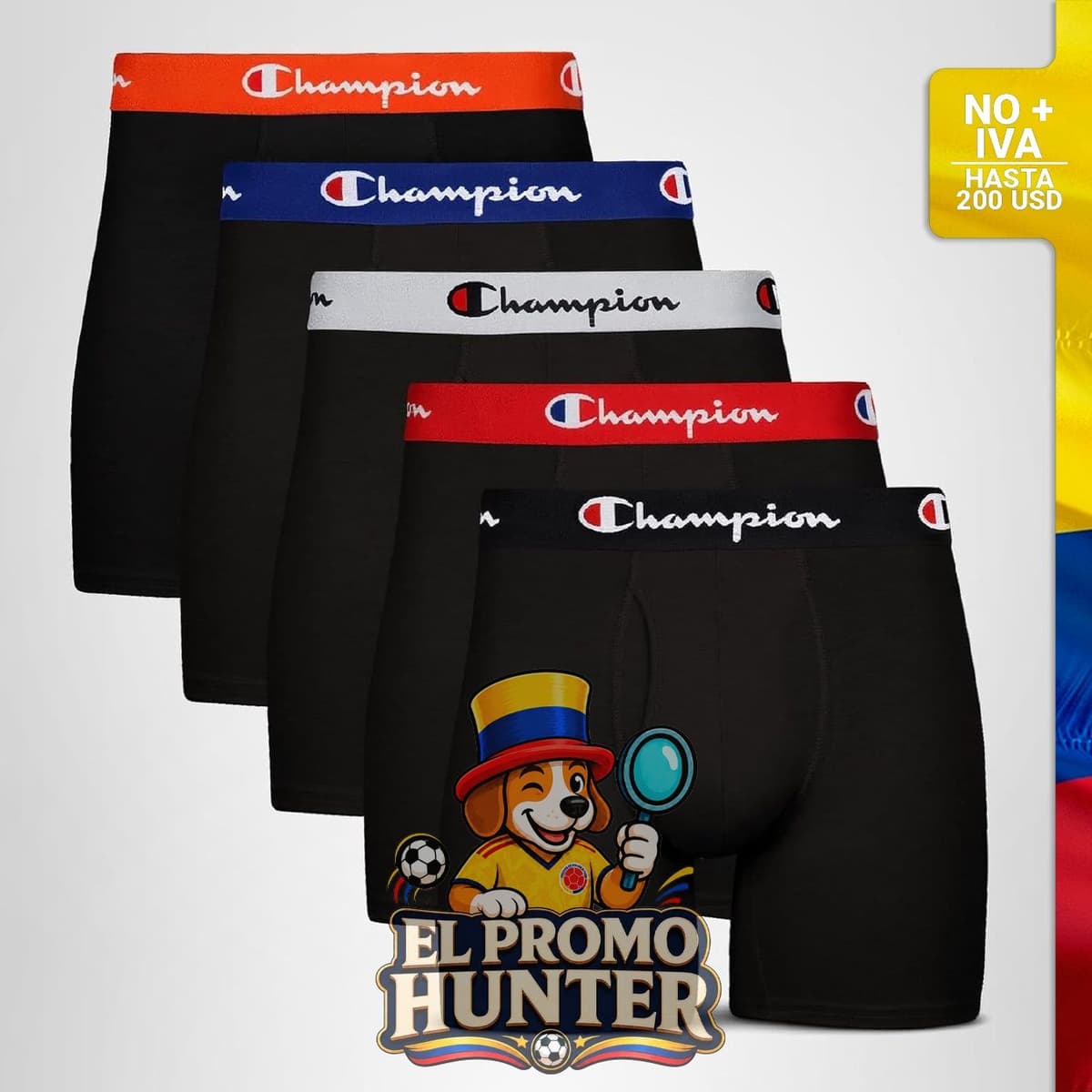 Boxer Champion para hombre, paquete de 5 unidades.