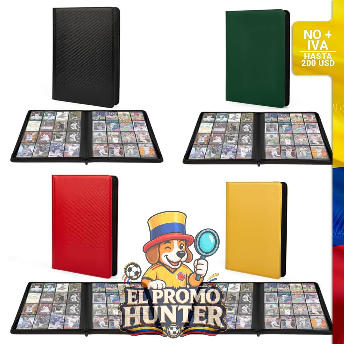 Carpeta prémium para tarjetas coleccionables con más de 1000 bolsillos, álbum de carga lateral sin anillo.