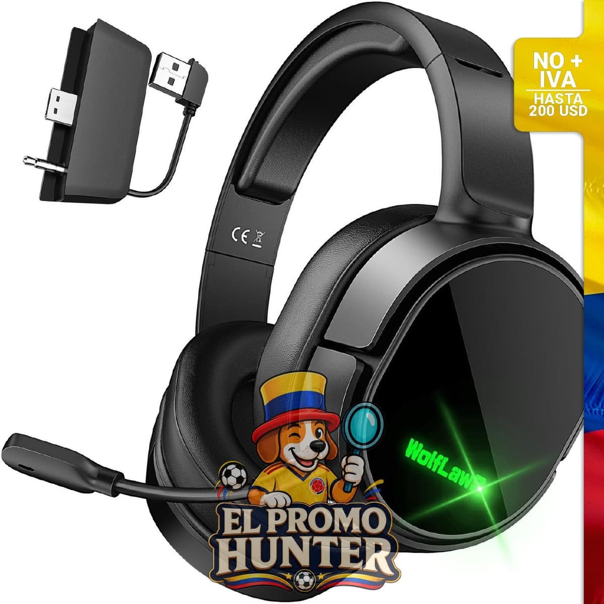 Auriculares gaming inalámbricos WolfLawS para Xbox Series X|S, Xbox One, PS5 y PC, con micrófono cancelador de ruido.