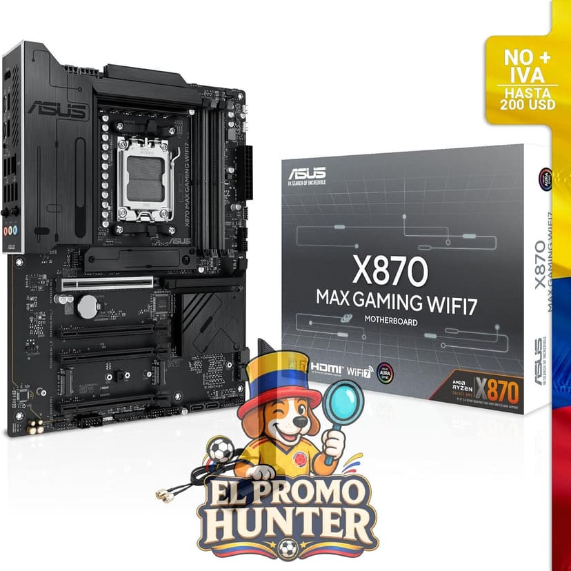 Placa base ASUS X870 MAX Gaming WIFI7 AMD AM5 ATX con soporte para DDR5, PCIe 5.0 y conectividad Wi-Fi 7.